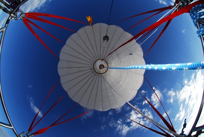 Gas Balloon Above Us: Notice the open appendix - you can see into the balloon, to the valve on the top